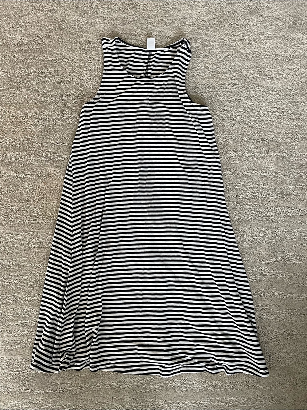 Sleeveless Black & White Striped Dress
